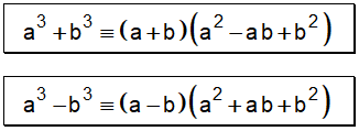 Formula de Suma y Diferencia de Cubos